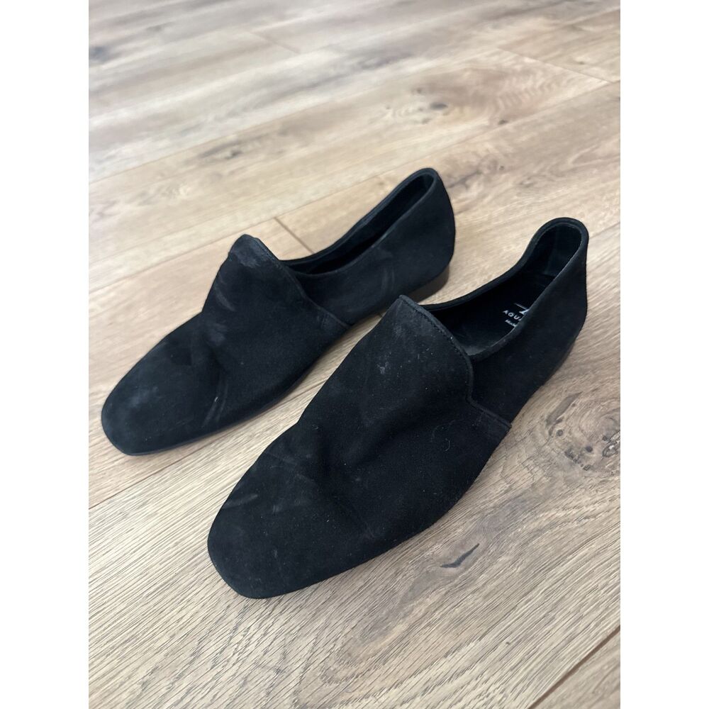 AQUATALIA 7.5 womens black Revy suede leather loafer tapered toe flat show